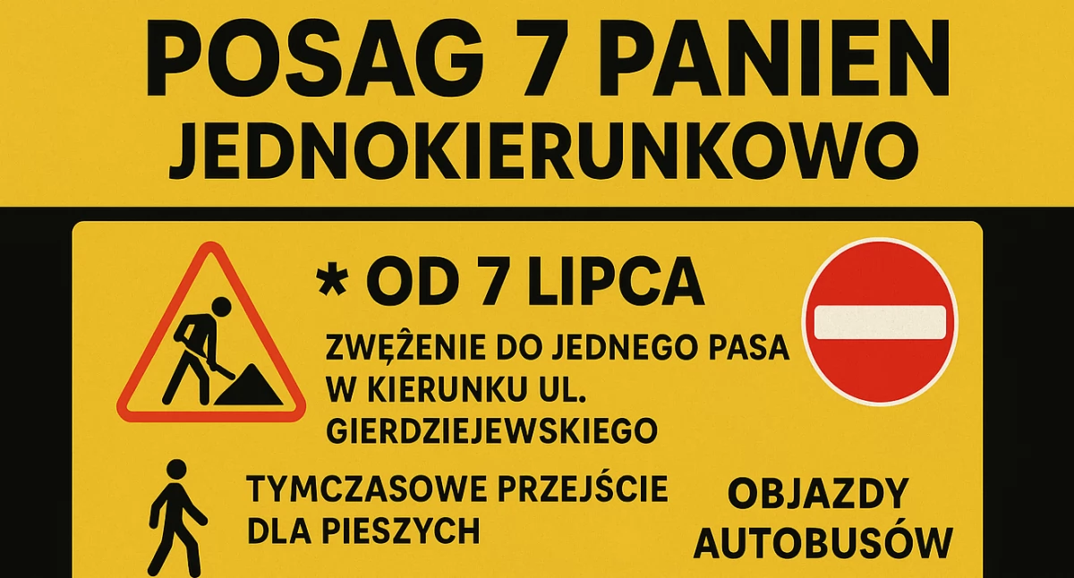 Ulice, Ulica Posag Panien jednokierunkowa zmiany kierowców objazdy autobusów lipca - zdjęcie, fotografia